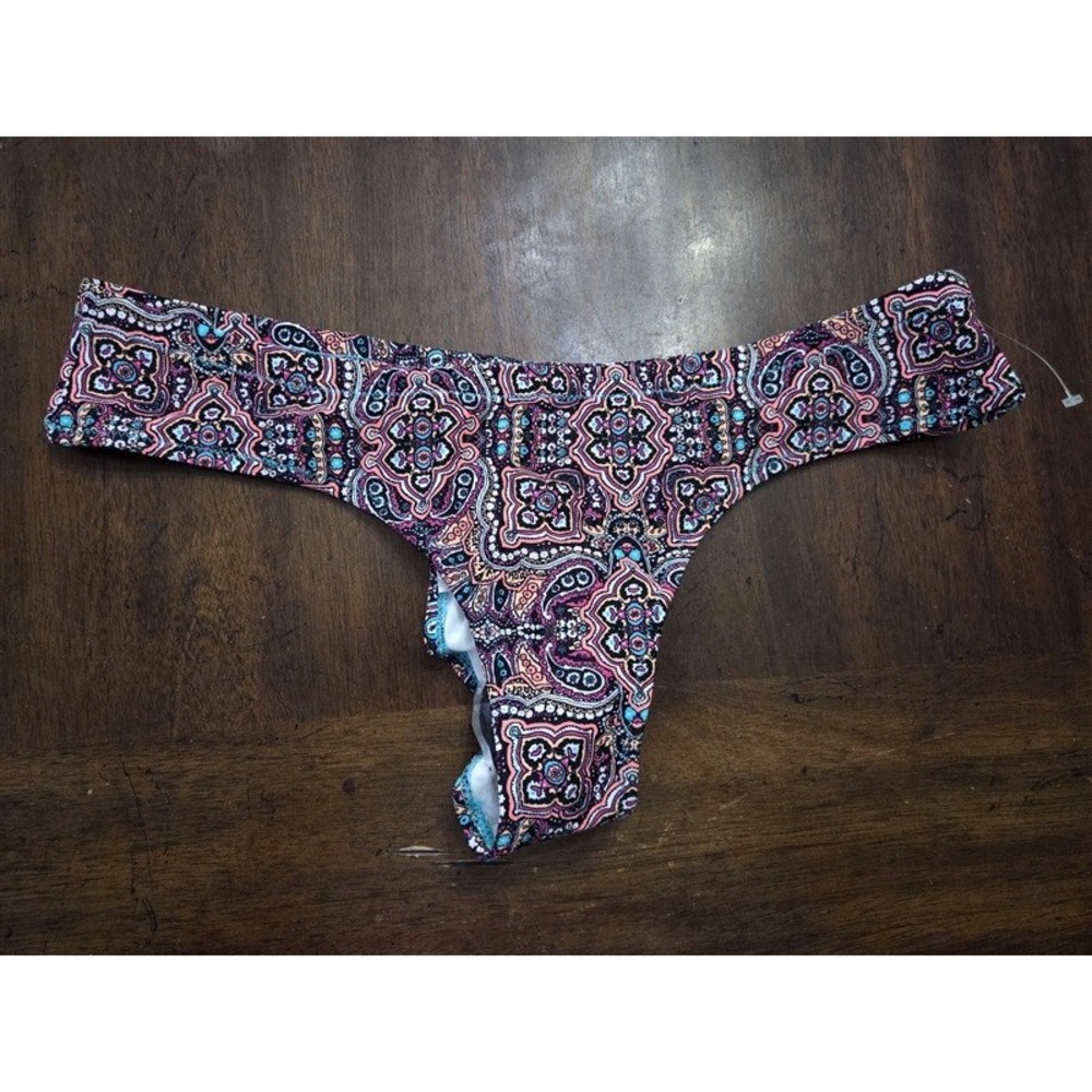 NWOT Volcom XL Medallion Pink & Yellow Cheeky Bikini Swim Bottoms 131856 - Picture 1 of 2